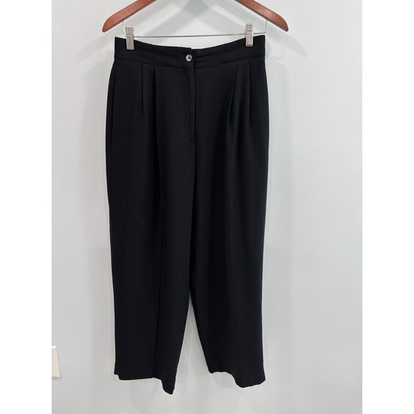 Liz Claiborne Black Lined Dress Pants Size 10 High Rise Pleated Trousers Career - Picture 6 of 12